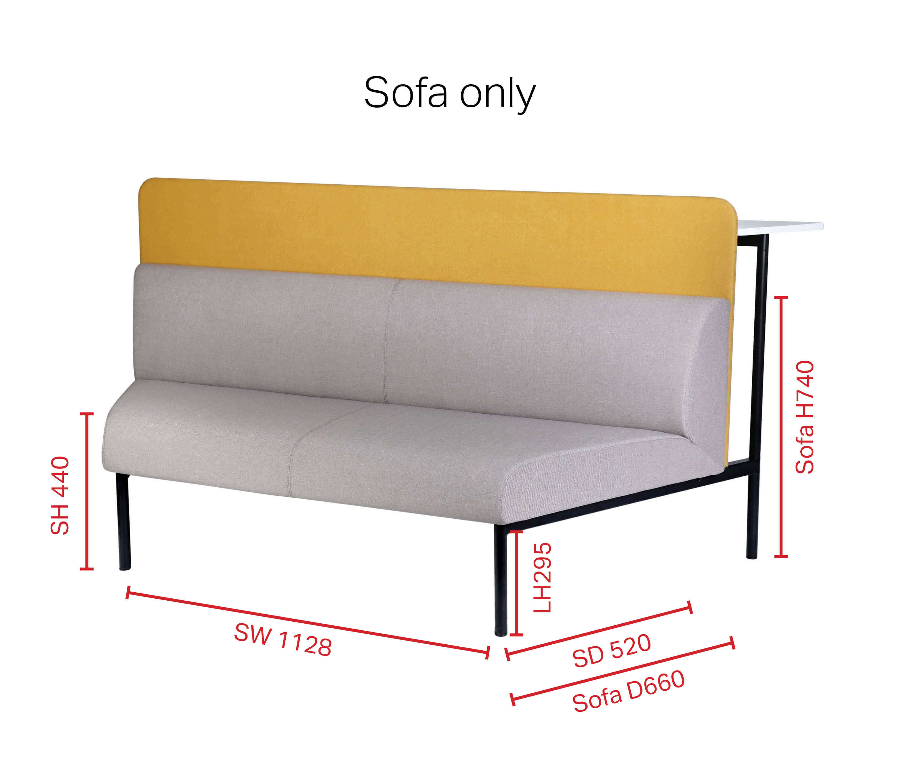 Zum Low Back – 2 Seater w/ Partition + Bar Table